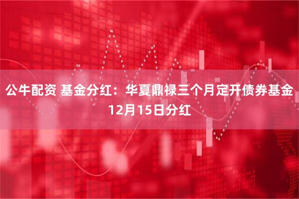公牛配资 基金分红：华夏鼎禄三个月定开债券基金12月15日分红